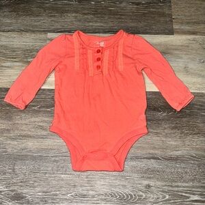 Baby GAP Coral Button-Front Baby Long Sleeves Bodysuit 6-12M